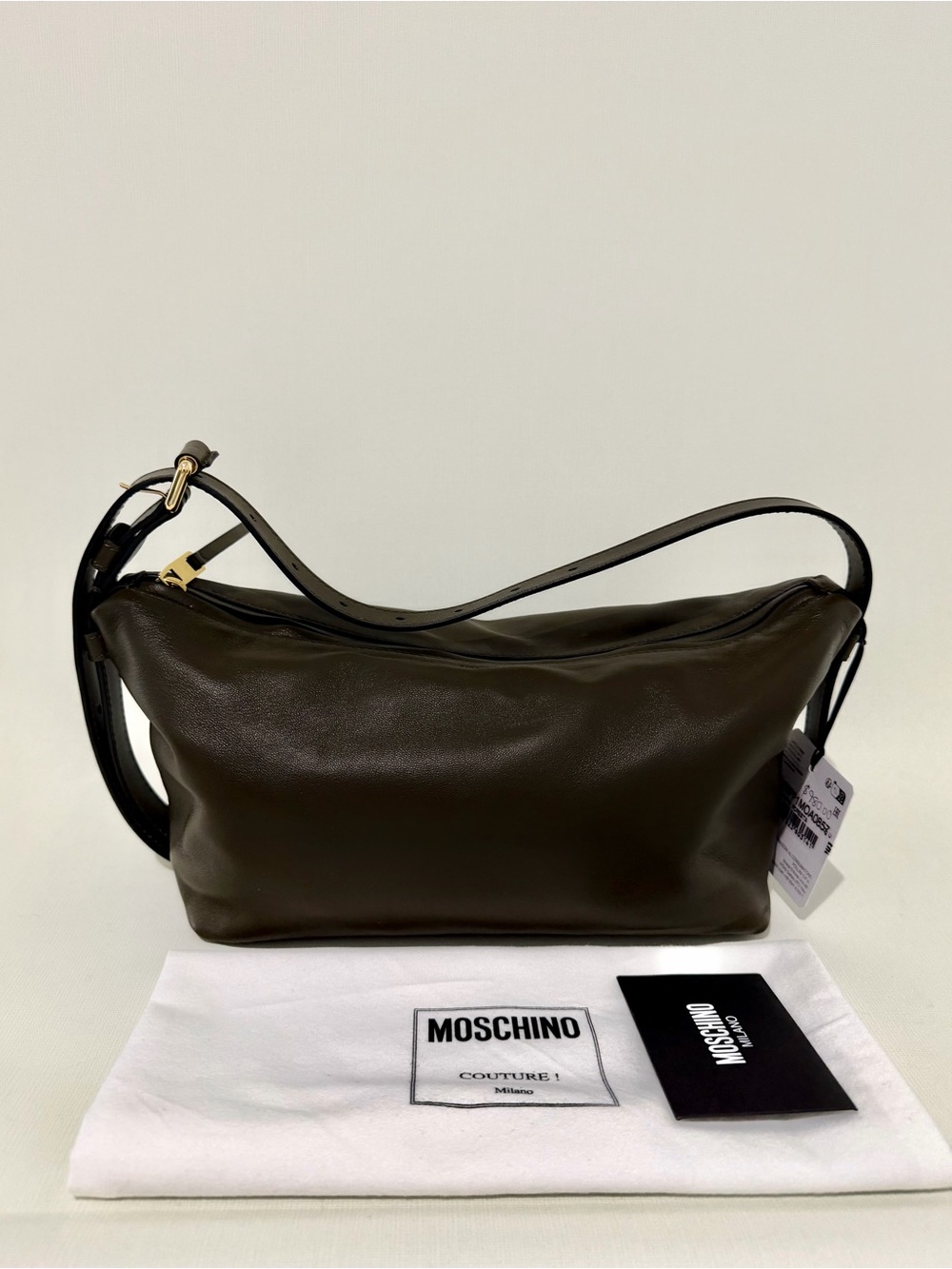 Moschino Tie Me Leather Shoulder Bag